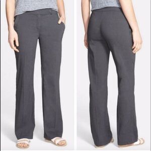 EILEEN FISHER Stretch Linen Blend Straight Leg Gray Trousers Size 8 Petite